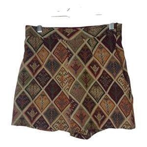 Cider‎ Tapestry Shorts Women's Small Diamond Autumn Print High Waist Lined S NWT